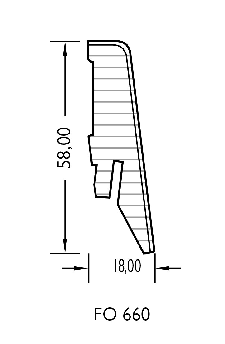 Afbeelding van JOKA Plint 18x58mm folie (FO) profiel #660 FO8860 FO EI125 2400x18x58mm