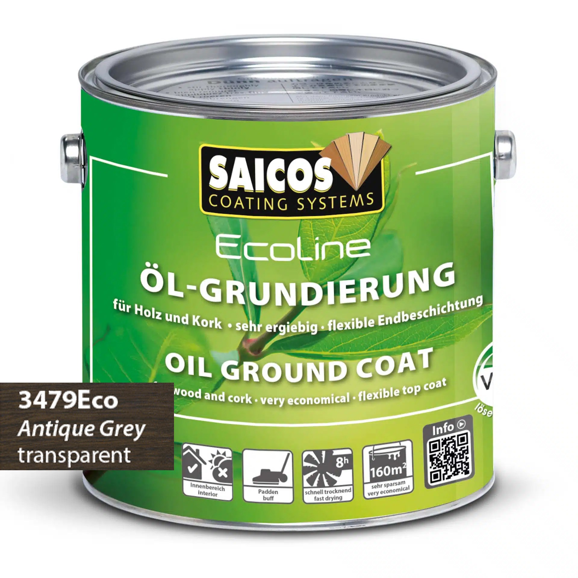 Afbeelding van Saicos Ecoline Oil Ground Coat Antiekgrijs (3479) 0.75L