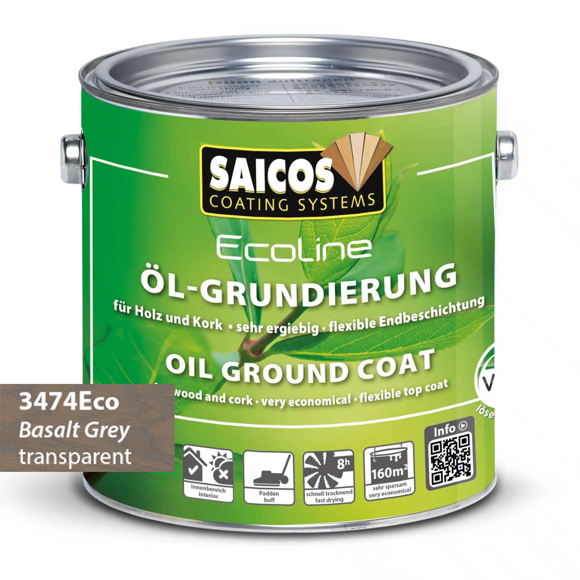 Afbeelding van Saicos Ecoline Oil Ground Coat Basaltgrijs (3474) 0.75L