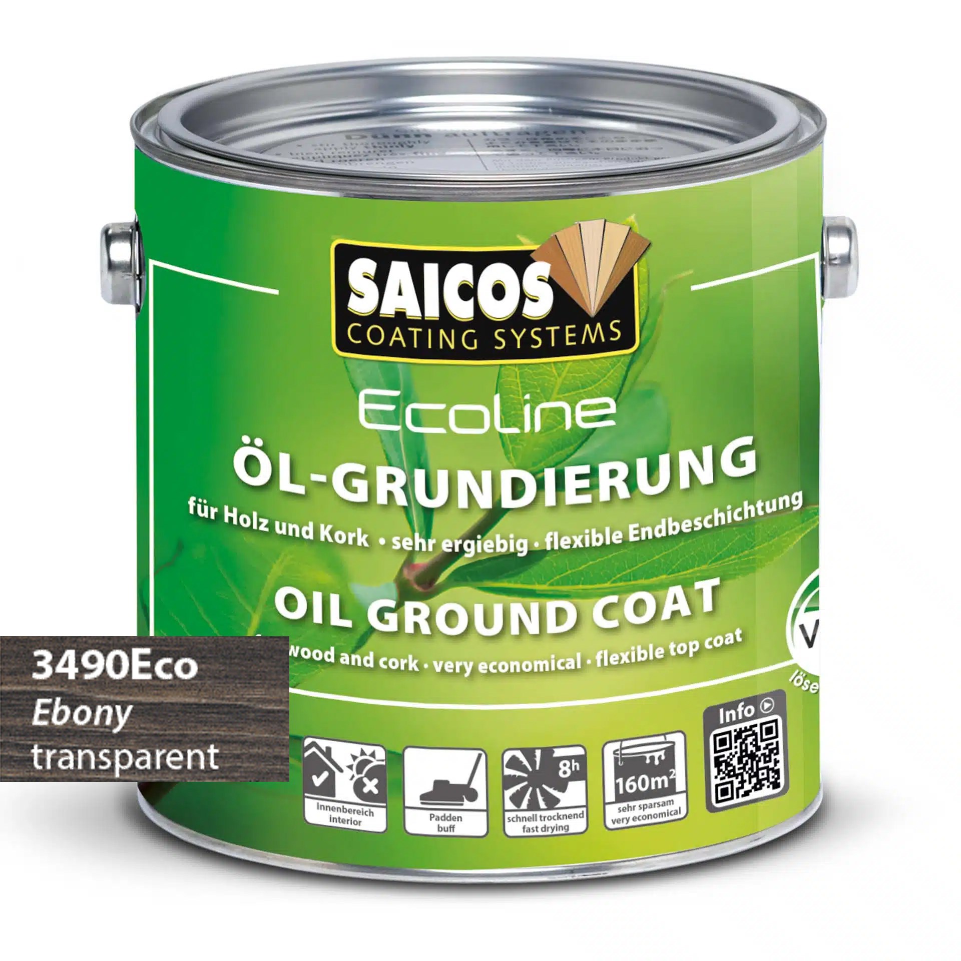 Afbeelding van Saicos Ecoline Oil Ground Coat Ebbenhout (3490) 0.75L