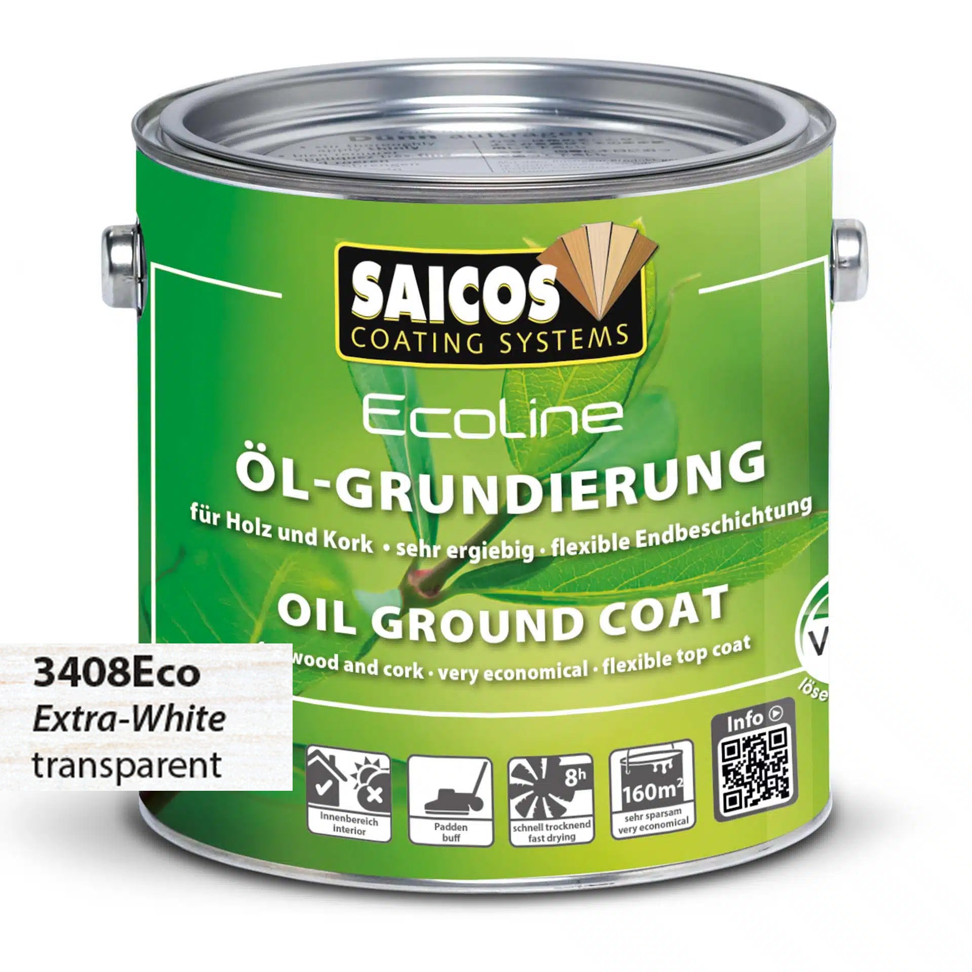 Afbeelding van Saicos Ecoline Oil Ground Coat Extra White (3408) 0.75L