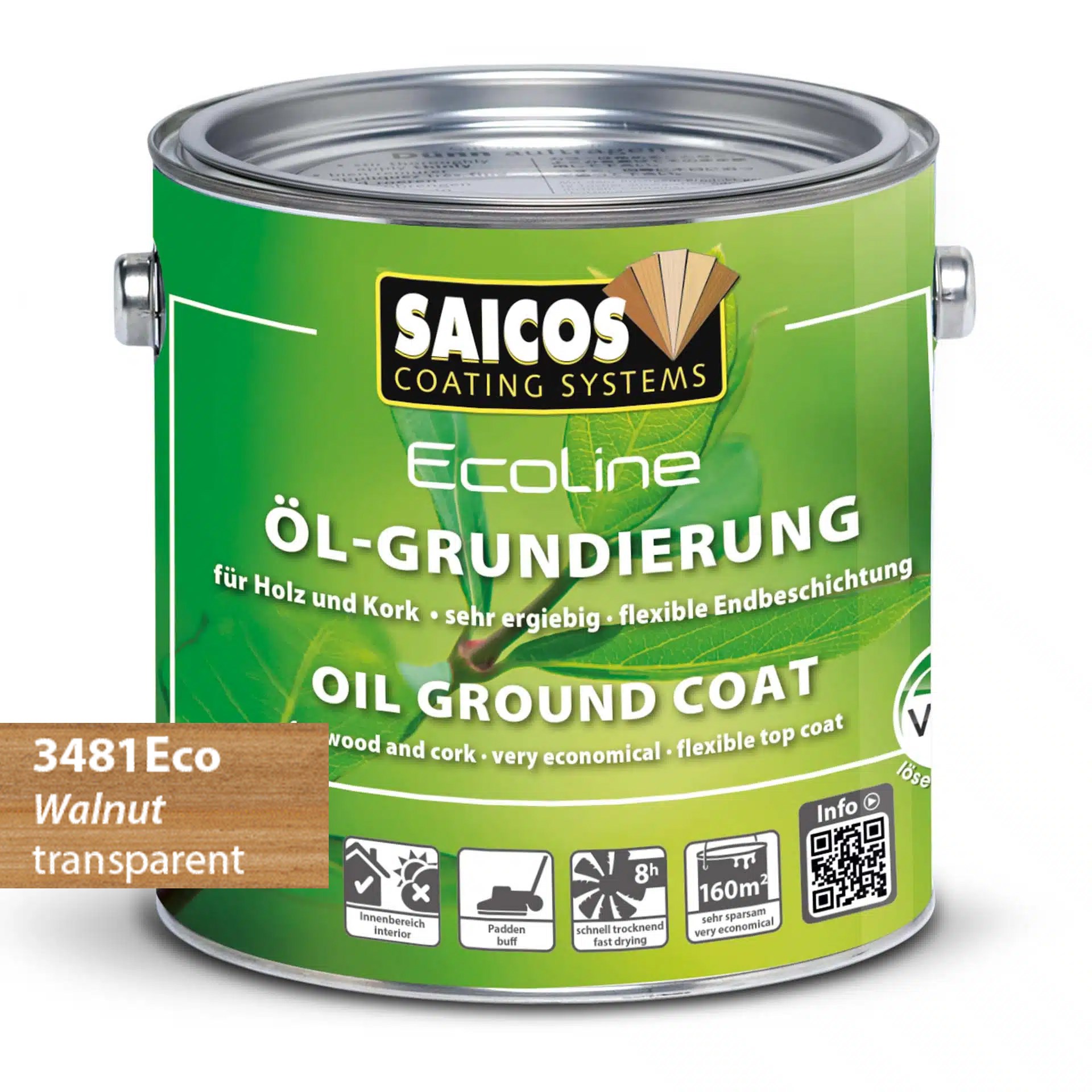 Afbeelding van Saicos Ecoline Oil Ground Coat Noten (3481) 0.75L