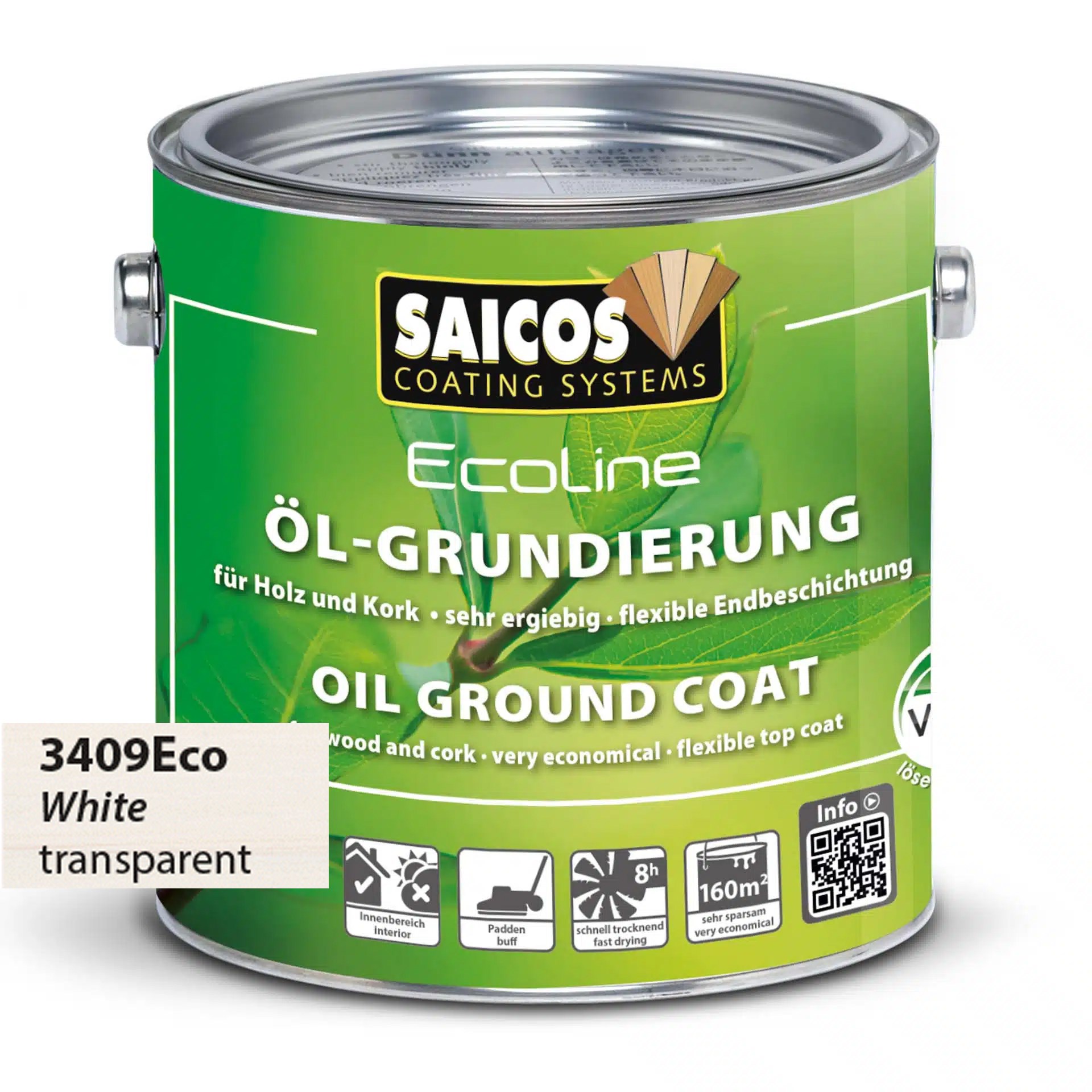 Afbeelding van Saicos Ecoline Oil Ground Coat Wit Transparant (3409) 0.75L