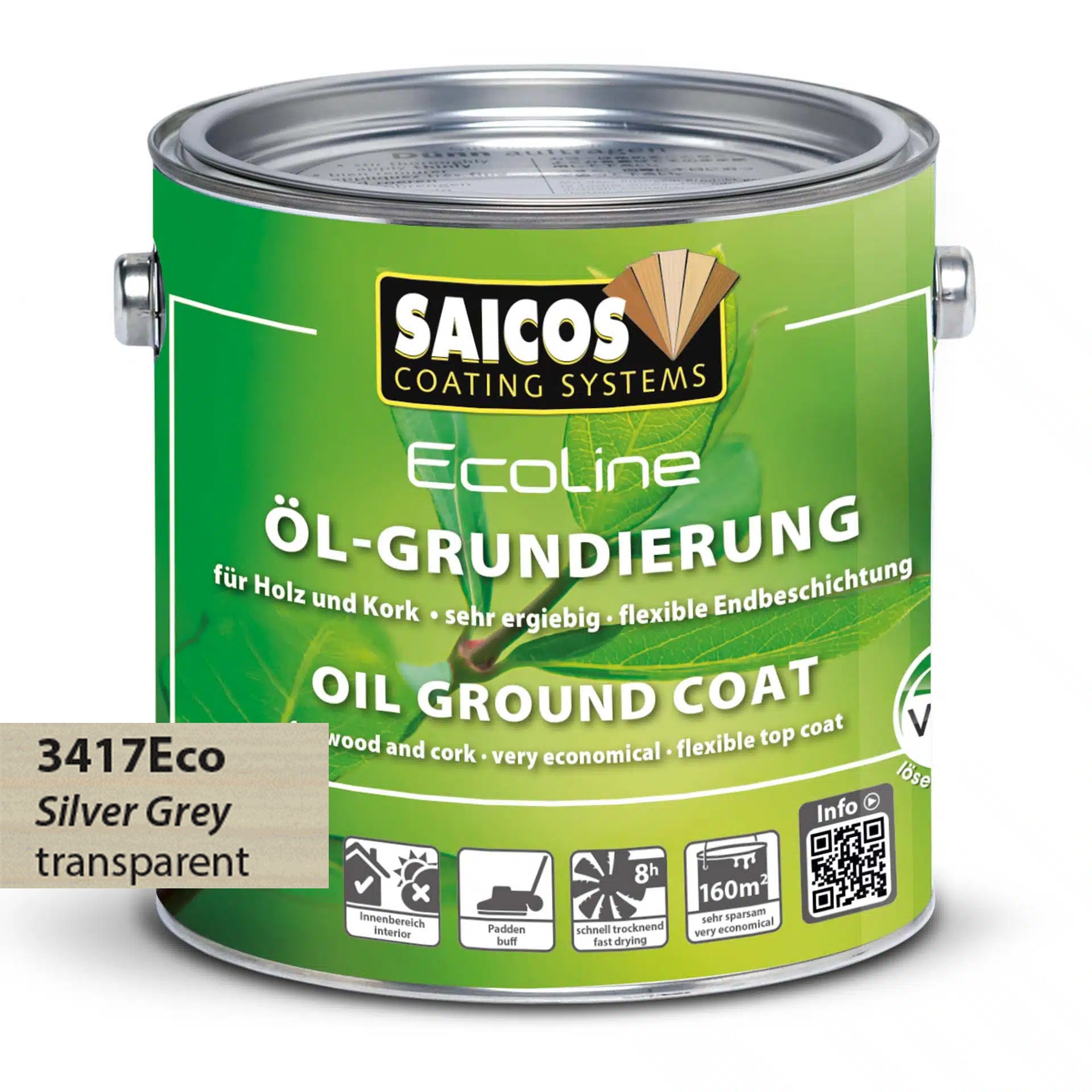 Afbeelding van Saicos Ecoline Oil Ground Coat Zilvergrijs (3417) 0.75L