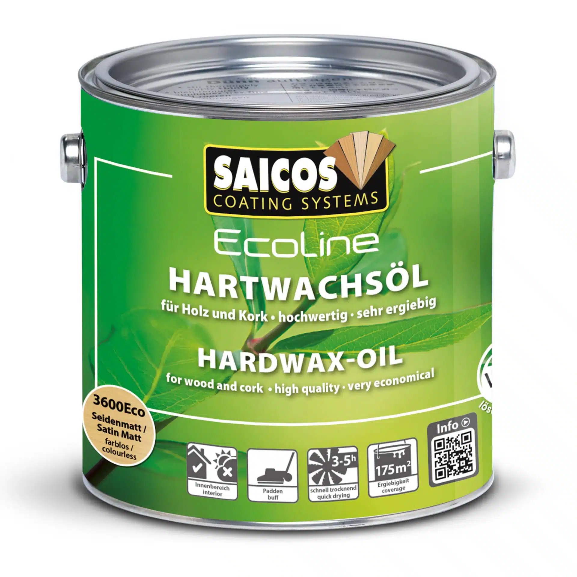 Afbeelding van Saicos Ecoline Hardwax olie Blank zijdemat (3600 ECO) 0,75L