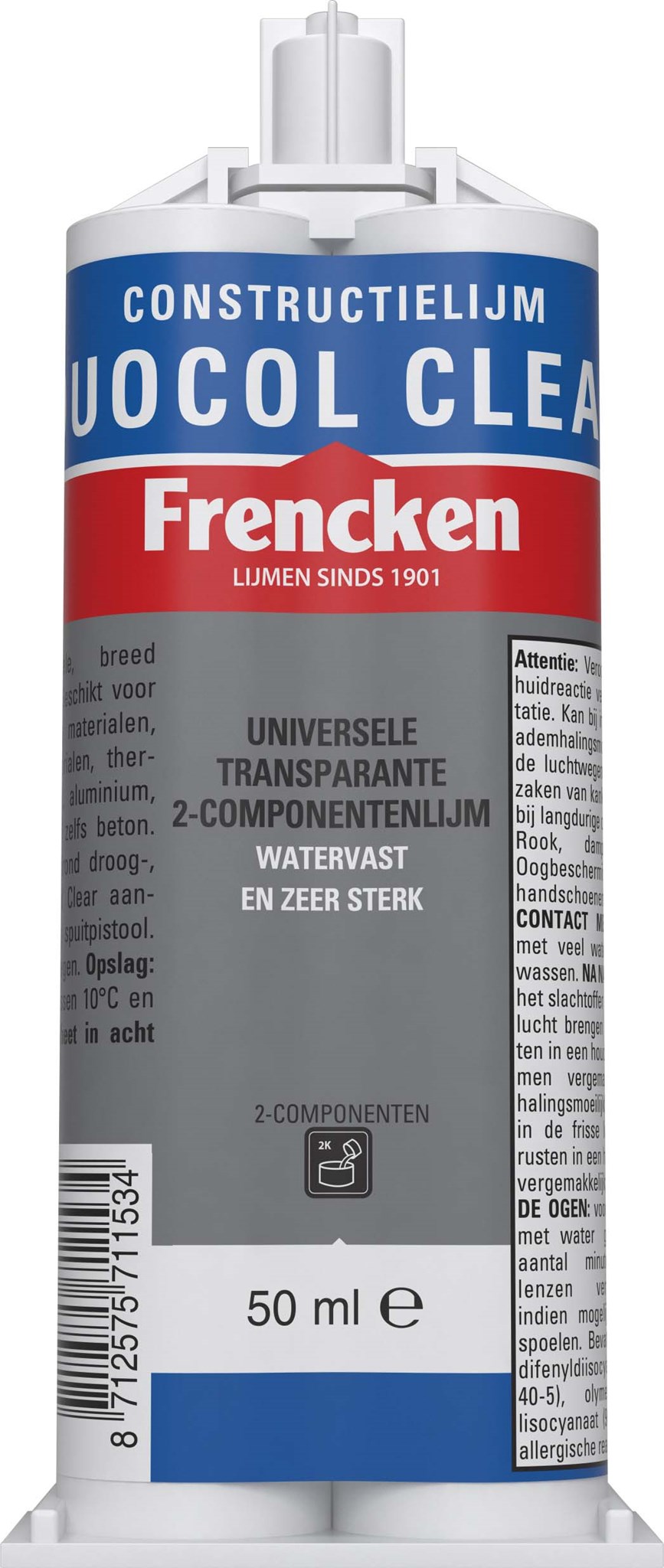 Afbeelding van Frencken Constructielijm / Secondelijm 2K DuoCol Clear 50ml